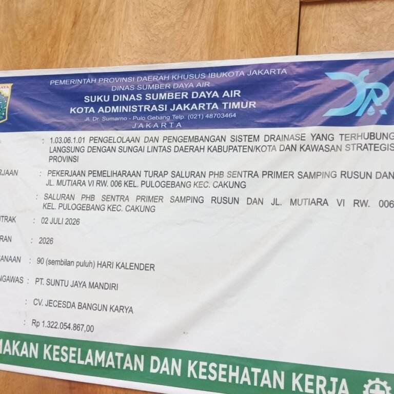 Pemeliharaan Turap Salurann Proyek Sentra Primer Diduga melanggar Standar Teknis DAN K3